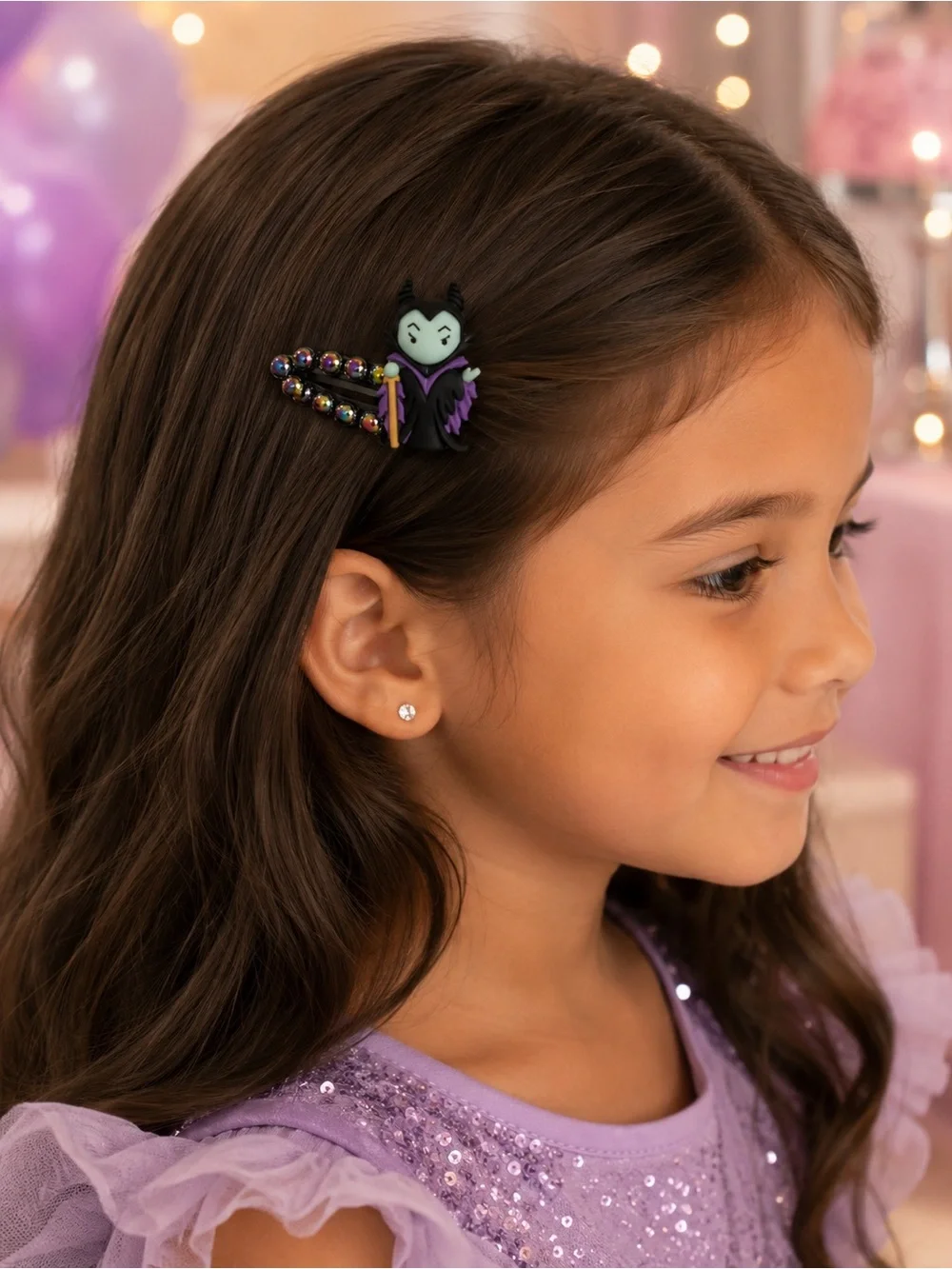 Villain Maleficent-Style Iridescent Pearl Hair Clips